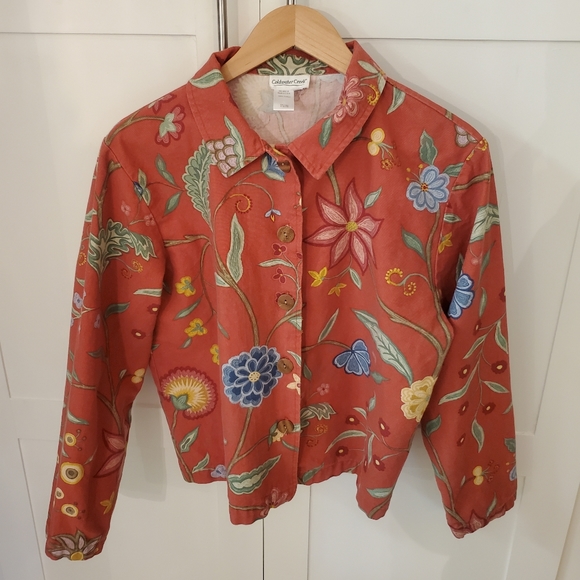 Coldwater Creek women's Large Floral Long Sleeve Light Jacket - Picture 2 of 9